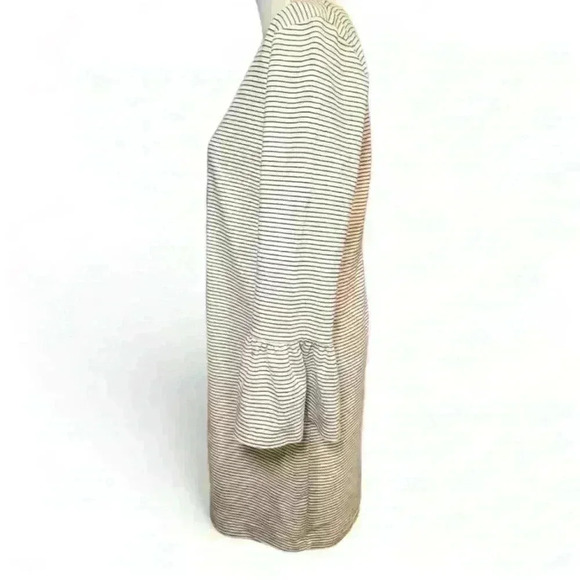 J. Crew Women's Striped Ruffle Sleeve Shift Wht w Navy Blue Stripes Size Small - Picture 2 of 5